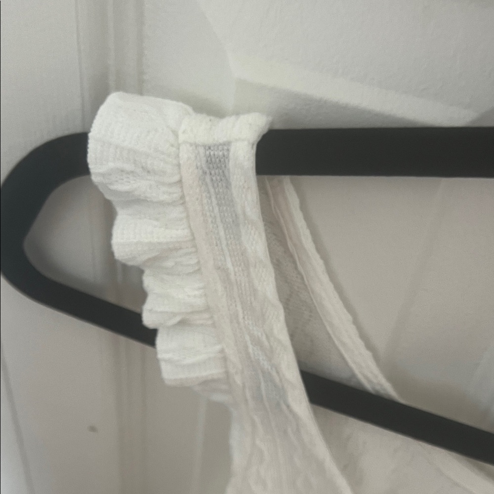 White Ruffled-Strap Button Front Tank Top - Picture 3 of 4
